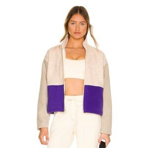 Luxury Donni. Color block fleece tri Sherpa large zip up jacket